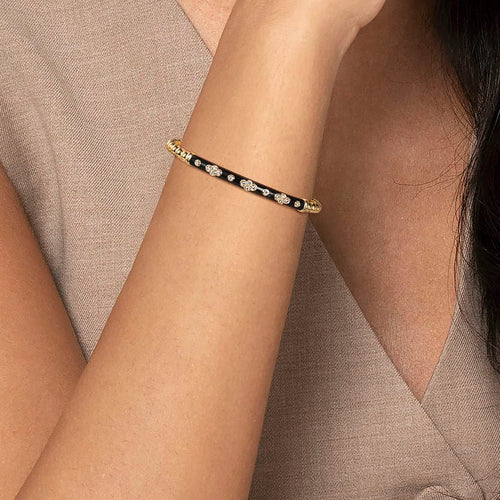 14K Yellow Gold Bujukan Beads and Diamond Split Bangle Bracelet with Black Enamel - BG5054E8Y45JJ-Gabriel & Co.-Renee Taylor Gallery