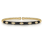 14K Yellow Gold Bujukan Beads and Diamond Split Bangle with Black Enamel - BG4971E8Y45JJ-Gabriel & Co.-Renee Taylor Gallery