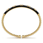 14K Yellow Gold Bujukan Beads and Diamond Split Bangle with Black Enamel - BG4971E8Y45JJ-Gabriel & Co.-Renee Taylor Gallery