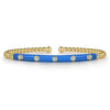 14K Yellow Gold Bujukan Beads and Diamond Split Bangle with Blue Enamel - BG4970ECY45JJ.S575-Gabriel & Co.-Renee Taylor Gallery