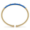 14K Yellow Gold Bujukan Beads and Diamond Split Bangle with Blue Enamel - BG4970ECY45JJ.S575-Gabriel & Co.-Renee Taylor Gallery