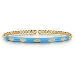 14K Yellow Gold Bujukan Beads and Diamond Split Bangle with Dusk Blue Enamel - BG4971E5Y45JJ-Gabriel & Co.-Renee Taylor Gallery