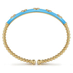14K Yellow Gold Bujukan Beads and Diamond Split Bangle with Dusk Blue Enamel - BG4971E5Y45JJ-Gabriel & Co.-Renee Taylor Gallery