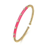 14K Yellow Gold Bujukan Beads and Diamond Split Bangle with Fuchsia Enamel - BG4970EFY45JJ.S575-Gabriel & Co.-Renee Taylor Gallery