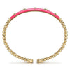 14K Yellow Gold Bujukan Beads and Diamond Split Bangle with Fuchsia Enamel - BG4970EFY45JJ.S575-Gabriel & Co.-Renee Taylor Gallery