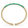14K Yellow Gold Bujukan Beads and Diamond Split Bangle with Mint Green Enamel - BG4970EHY45JJ.S575-Gabriel & Co.-Renee Taylor Gallery