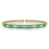 14K Yellow Gold Bujukan Beads and Diamond Split Bangle with Mint Green Enamel - BG4971EHY45JJ-Gabriel & Co.-Renee Taylor Gallery