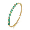 14K Yellow Gold Bujukan Beads and Diamond Split Bangle with Mint Green Enamel - BG4971EHY45JJ-Gabriel & Co.-Renee Taylor Gallery