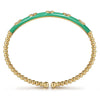 14K Yellow Gold Bujukan Beads and Diamond Split Bangle with Mint Green Enamel - BG4971EHY45JJ-Gabriel & Co.-Renee Taylor Gallery