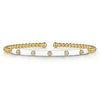 14K Yellow Gold Bujukan Beads and Diamond Split Bangle with White Enamel - BG4970E9Y45JJ.S575-Gabriel & Co.-Renee Taylor Gallery