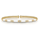 14K Yellow Gold Bujukan Beads and Diamond Split Bangle with White Enamel - BG4971E9Y45JJ-Gabriel & Co.-Renee Taylor Gallery