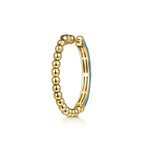 14K Yellow Gold Bujukan Beads and Diamond Split Classic Hoop with Blue Enamel – EG15180ECY45JJ-Gabriel & Co.-Renee Taylor Gallery