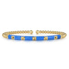 14K Yellow Gold Bujukan Beads and Pyramid Split Bangle with Blue Enamel - BG4969ECY4JJJ.S575-Gabriel & Co.-Renee Taylor Gallery