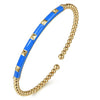 14K Yellow Gold Bujukan Beads and Pyramid Split Bangle with Blue Enamel - BG4969ECY4JJJ.S575-Gabriel & Co.-Renee Taylor Gallery