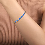 14K Yellow Gold Bujukan Beads and Pyramid Split Bangle with Blue Enamel - BG4969ECY4JJJ.S575-Gabriel & Co.-Renee Taylor Gallery