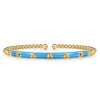 14K Yellow Gold Bujukan Beads and Pyramid Split Bangle with Dusk Blue Enamel - BG4969E5Y4JJJ.S575-Gabriel & Co.-Renee Taylor Gallery