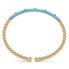 14K Yellow Gold Bujukan Beads and Pyramid Split Bangle with Dusk Blue Enamel - BG4969E5Y4JJJ.S575-Gabriel & Co.-Renee Taylor Gallery