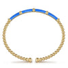 14K Yellow Gold Bujukan and Bar Split Bangle with Blue Enamel - BG4972ECY4JJJ-Gabriel & Co.-Renee Taylor Gallery
