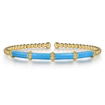 14K Yellow Gold Bujukan and Bar Split Bangle with Dusk Blue Enamel - BG4972E5Y4JJJ-Gabriel & Co.-Renee Taylor Gallery