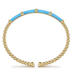 14K Yellow Gold Bujukan and Bar Split Bangle with Dusk Blue Enamel - BG4972E5Y4JJJ-Gabriel & Co.-Renee Taylor Gallery