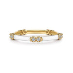 14K Yellow Gold Diamond Station Stackable RIng with White Enamel - LR52659E9Y45JJ-Gabriel & Co.-Renee Taylor Gallery
