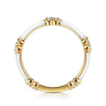 14K Yellow Gold Diamond Station Stackable RIng with White Enamel - LR52659E9Y45JJ-Gabriel & Co.-Renee Taylor Gallery