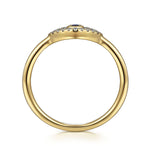 14K Yellow Gold Diamond and Sapphire Evil-Eye Ladies Ring w/ White Enamel - LR52500E9Y45SA-Gabriel & Co.-Renee Taylor Gallery