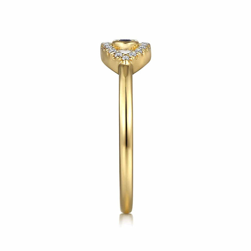 14K Yellow Gold Diamond and Sapphire Evil-Eye Ladies Ring w/ White Enamel - LR52500E9Y45SA-Gabriel & Co.-Renee Taylor Gallery