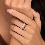 14K Yellow Gold Pyramid Stackable Ring with White Enamel - LR52654E9Y4JJJ-Gabriel & Co.-Renee Taylor Gallery