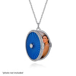 925 Sterling Silver White Sapphire Bujukan Locket Necklace with Dusk Blue Enamel - NK7481-24SVJWS-Gabriel & Co.-Renee Taylor Gallery