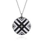 925 Sterling Silver White Sapphire and Black Spinel with White Enamel Locket - NK7476-24SVJMC-Gabriel & Co.-Renee Taylor Gallery