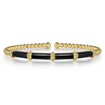 Beaded Bangle Bracelet Cuff 14K Yellow Gold Black Enamel Bujukan – BG4972E8Y4JJJ-Gabriel & Co.-Renee Taylor Gallery