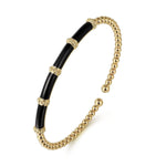 Beaded Bangle Bracelet Cuff 14K Yellow Gold Black Enamel Bujukan – BG4972E8Y4JJJ-Gabriel & Co.-Renee Taylor Gallery