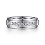 14K White Gold Diamond Men's Wedding Ring in Sand Blast Finish - MR15508W44JJ-Gabriel & Co.-Renee Taylor Gallery
