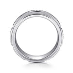 14K White Gold Diamond Men's Wedding Ring in Sand Blast Finish - MR15508W44JJ-Gabriel & Co.-Renee Taylor Gallery