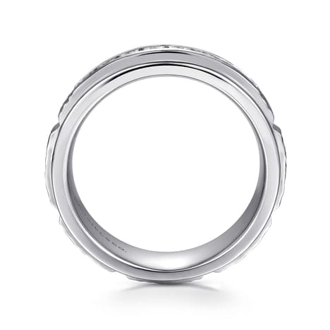 14K White Gold Diamond Men's Wedding Ring in Sand Blast Finish - MR15508W44JJ-Gabriel & Co.-Renee Taylor Gallery