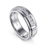 14K White Gold Diamond Men's Wedding Ring in Sand Blast Finish - MR15508W44JJ-Gabriel & Co.-Renee Taylor Gallery
