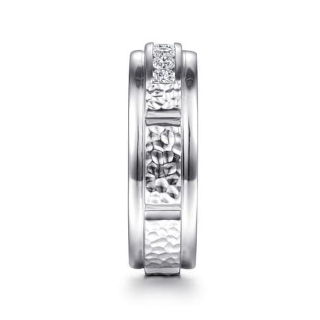 14K White Gold Diamond Men's Wedding Ring in Sand Blast Finish - MR15508W44JJ-Gabriel & Co.-Renee Taylor Gallery