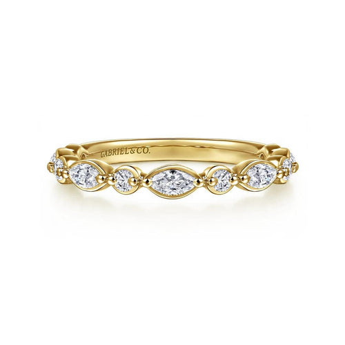 Esperanza - 14K Yellow Gold Marquise and Round Diamond Anniversary Band - AN16459VY44JJ-Gabriel & Co.-Renee Taylor Gallery