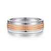 14K White-Rose Gold 7mm - Two Tone Men's Wedding Band in High Polished Finish - MBH0168-70T4JJJ-Gabriel & Co.-Renee Taylor Gallery
