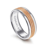 14K White-Rose Gold 7mm - Two Tone Men's Wedding Band in High Polished Finish - MBH0168-70T4JJJ-Gabriel & Co.-Renee Taylor Gallery