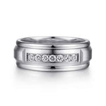 14K White Gold Diamond Men's Band in Satin Finish - MR15676W44JJ-Gabriel & Co.-Renee Taylor Gallery