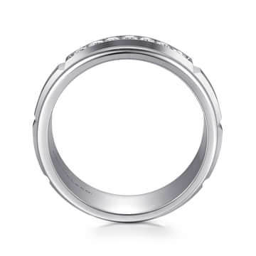 14K White Gold Diamond Men's Band in Satin Finish - MR15676W44JJ-Gabriel & Co.-Renee Taylor Gallery