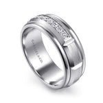 14K White Gold Diamond Men's Band in Satin Finish - MR15676W44JJ-Gabriel & Co.-Renee Taylor Gallery