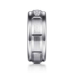 14K White Gold Diamond Men's Band in Satin Finish - MR15676W44JJ-Gabriel & Co.-Renee Taylor Gallery