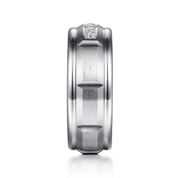 14K White Gold Diamond Men's Band in Satin Finish - MR15676W44JJ-Gabriel & Co.-Renee Taylor Gallery