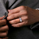 14K White Gold Diamond Men's Band in Satin Finish - MR15676W44JJ-Gabriel & Co.-Renee Taylor Gallery