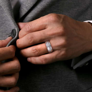 14K White Gold Diamond Men's Band in Satin Finish - MR15676W44JJ-Gabriel & Co.-Renee Taylor Gallery