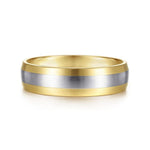 14K White-Yellow Gold 6mm - Two Tone Men's Wedding Band in Satin Finish - MBM0131-60M4JJJ-Gabriel & Co.-Renee Taylor Gallery