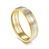 14K White-Yellow Gold 6mm - Two Tone Men's Wedding Band in Satin Finish - MBM0131-60M4JJJ-Gabriel & Co.-Renee Taylor Gallery